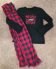 Kids Christmas/Holiday Pajamas. Size L 10/12. Merry  Bright. Buffalo Plaid