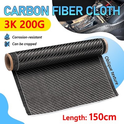40''-118'' Real Carbon Fiber Cloth Fabric Roll 3k 200gsm 2x2 Twill Weave Black