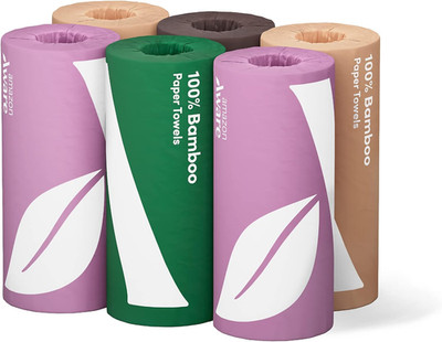 100% Bamboo Paper Towels, 6 Rolls, 2 ply, FSC Certified, 150 Sheets, 900 Count,
