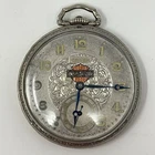 Vintage 20s Harley Davidson Gruen Semi Thin Pocket Watch 15 Jewels Silver Biker