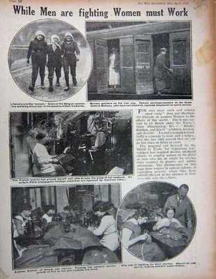 Original alter antiker Druck 1915 Ww1 belgische Frauen arbeiten Eisenbahn Zug Arbeit