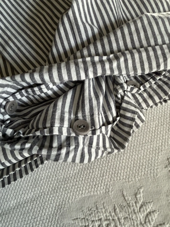 Funda Nórdica Ikea NYPONROS Gris Blanco Rayas Algodón Cama KING Foto 2 de 3