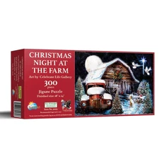 SunsOut Christmas Night at the Farm 300 pc Christmas Jigsaw Puzzle