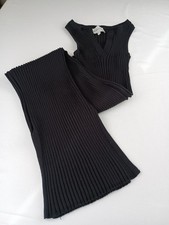 Freshman 1996 Bodycon Sweater Ribbed Maxi Dress Slit Women's  XS Black