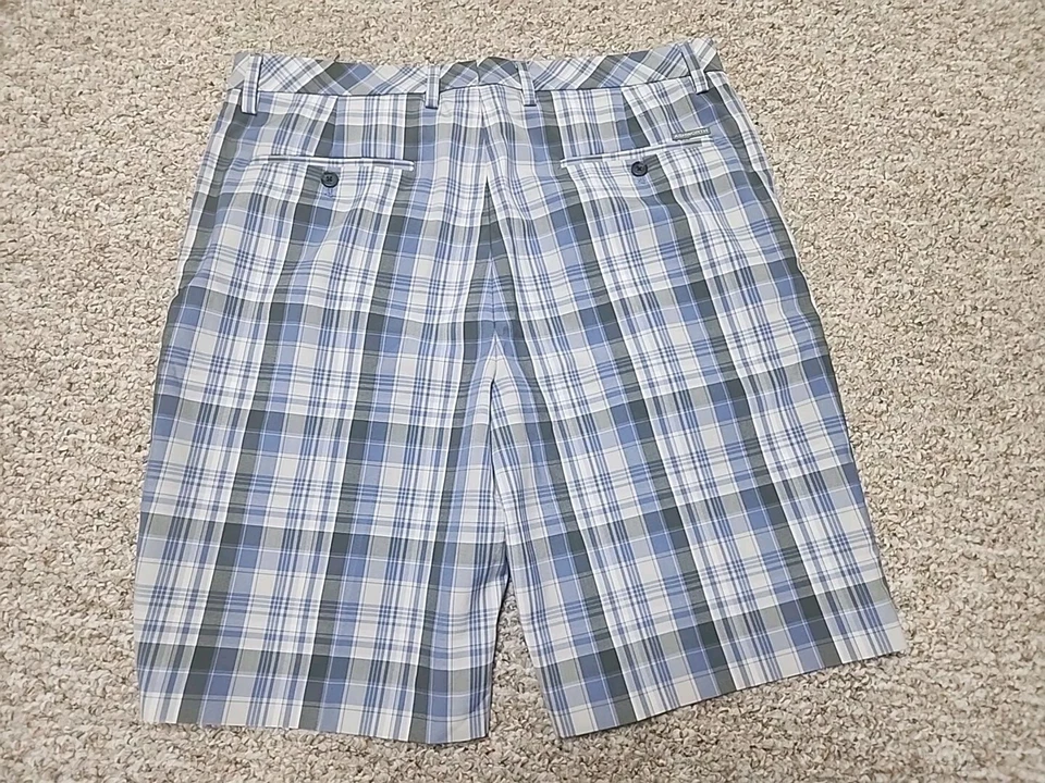 Ashworth Golf Shorts Men's 36x10 Periwinkle Blue & Gray Plaid Classic Stretch - Image 4 of 4