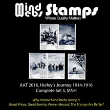 2016 (AAT) Australian Antarctic Territory, Hurley's Journey, Complete Set 5, MNH