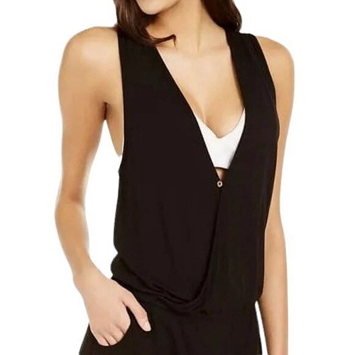 NWT Calvin Klein Surplice Racer Back Tunic Swim Cover Up Dress Black Size S/M - Picture 2 of 11