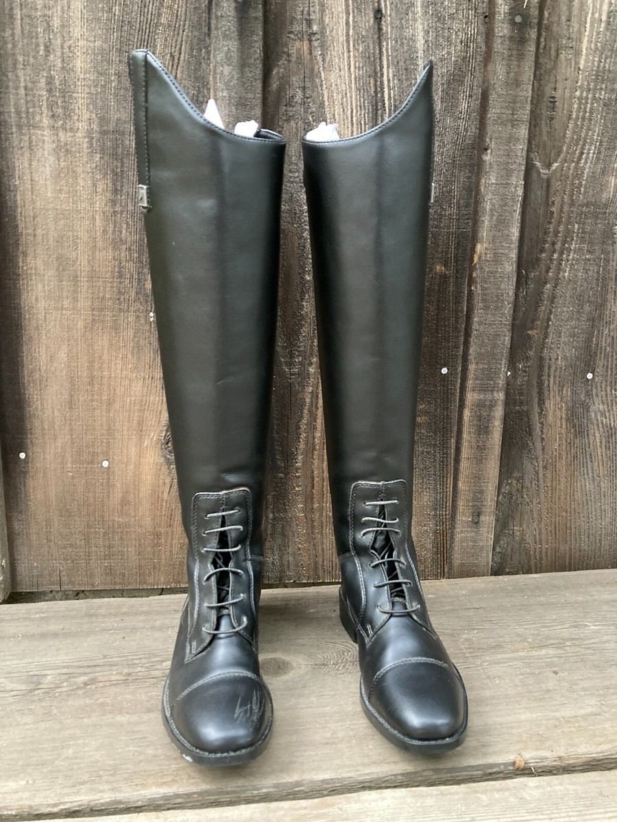 Black Leather Boots Knee High Boots Slim Calf Riding Sport Ladies