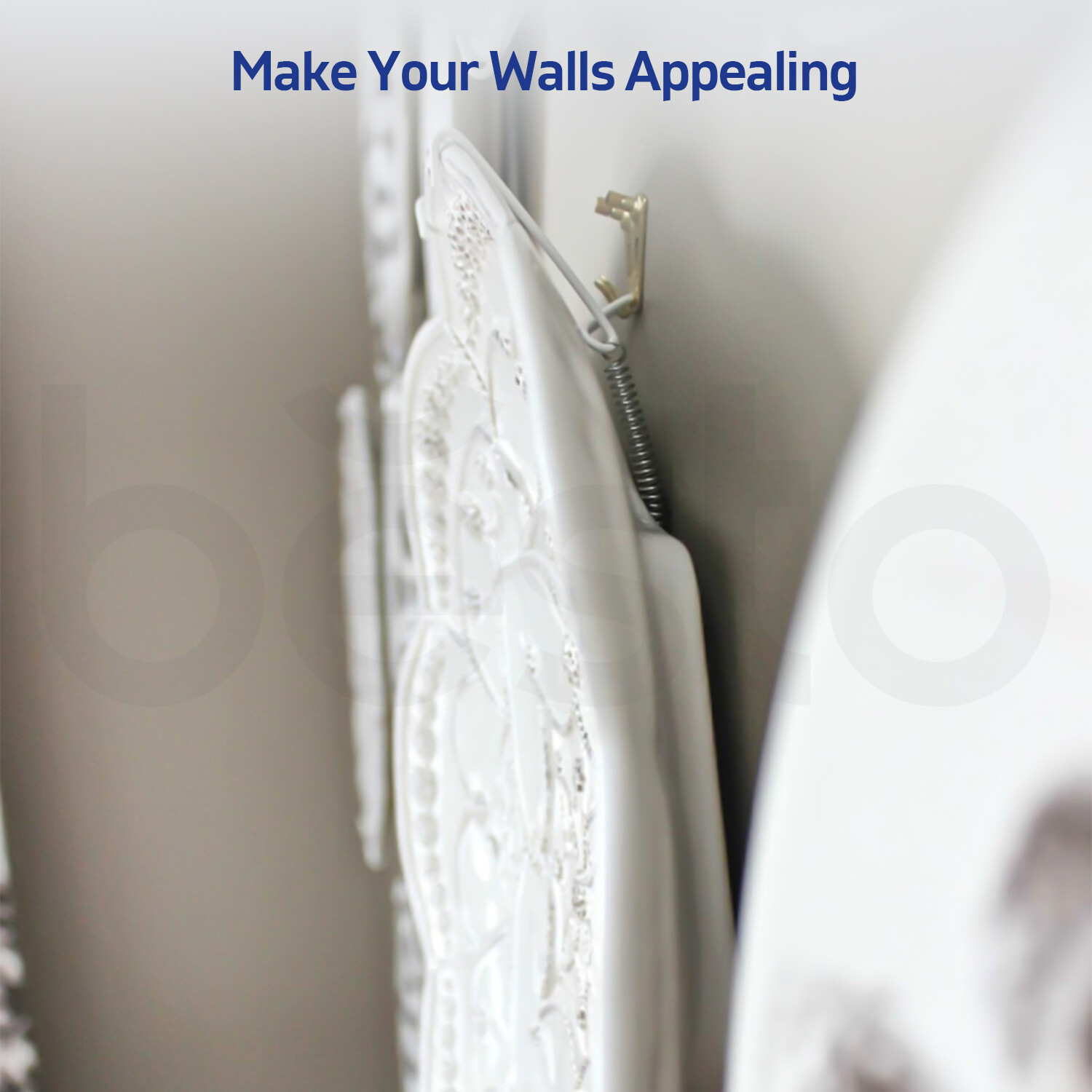 Wire Plate Holder Hanger Wall Display Hanging Art Deco White Adjustable