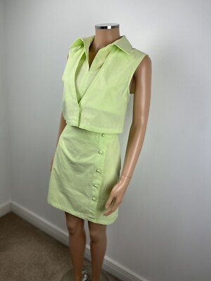 Urban Revivo ASOS Neon Green Cut Out Waist Sleeveless Shirt Dress M 12 |  eBay UK