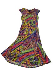 Ralph Lauren Floral Paisley A Line Structured Stretch Garden Party Dress Size S