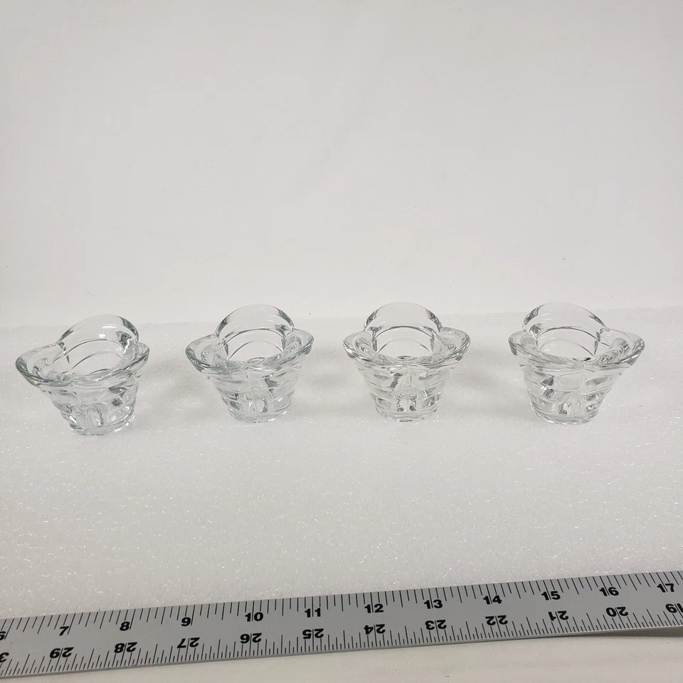 批量 4 件 玻璃烛台 套装 国王,意大利制造 Borgonovo 透明 — 第 3/4 张图片