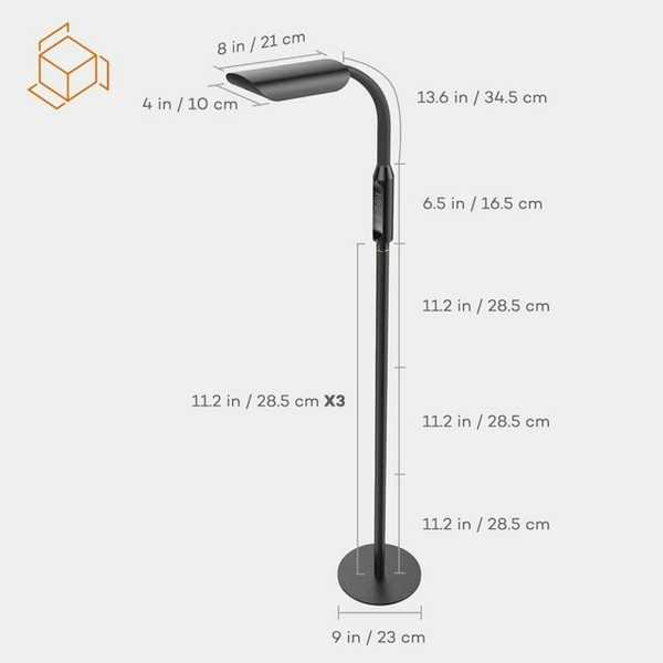 TaoTronics TTDL060 12W Dimmable LED Floor Reading Lamp Black for