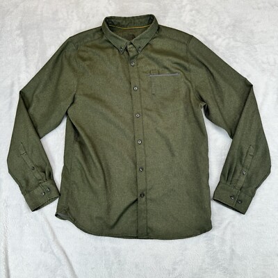 The North Face Shirt Mens Large Long Sleeve Button Up Green 0366