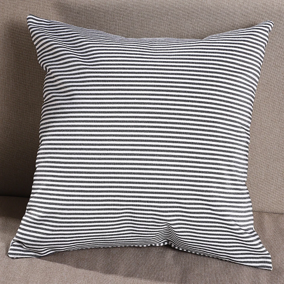 Farmhouse Pillow Covers 18x18 inch Set of 2 Faux Leather Stripe Cushion Covers - Image 3 of 4