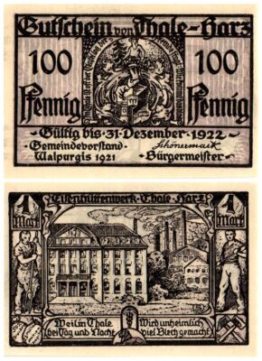 Thale 5-100 Pfennig 5 Pieces Notgeld Set, 1921, Mehl #1320.4