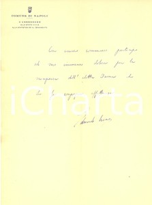 1953 Napoli Lettera Di Edmondo Cione Per Condoglianze Autografo Ebay