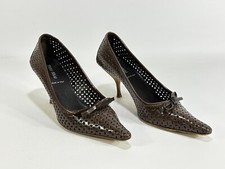 Miu Miu Women's Brown Patent Leather Pump with Wooden Heels EU 36 Italy Made
