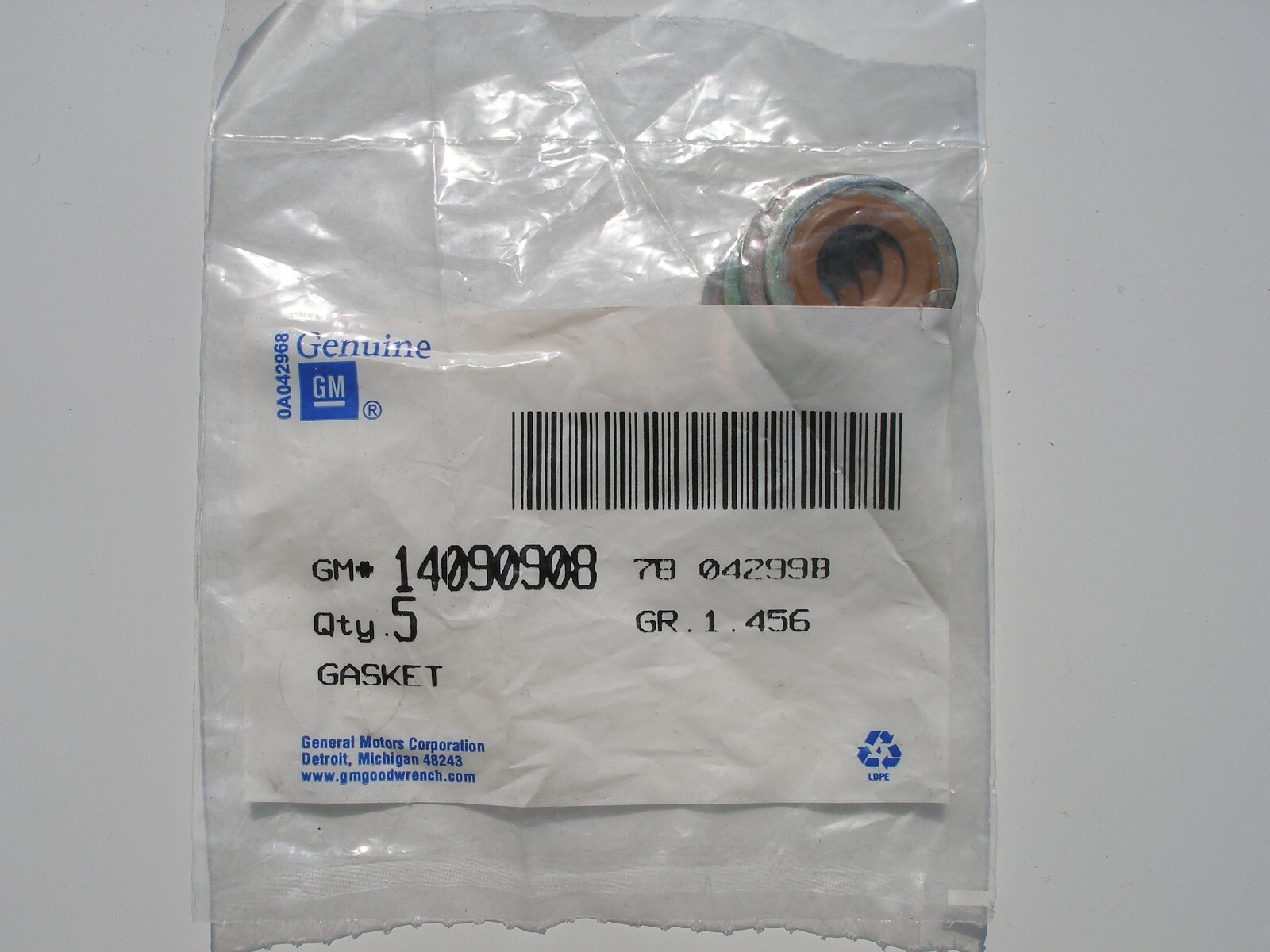 GM Engine Oil Drain Plug Gaskets 14090908 Genuine OEM Sealed Bag of 5