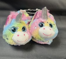 Girls Unicorn Slippers Multicolored Sparkly Size Medium 7/8 NEW FREE SHIPPING