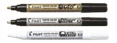 Pilot Super Color Marker Stift Metallic Lackstift Gold Silber Weiß - MITTLERE SPITZE