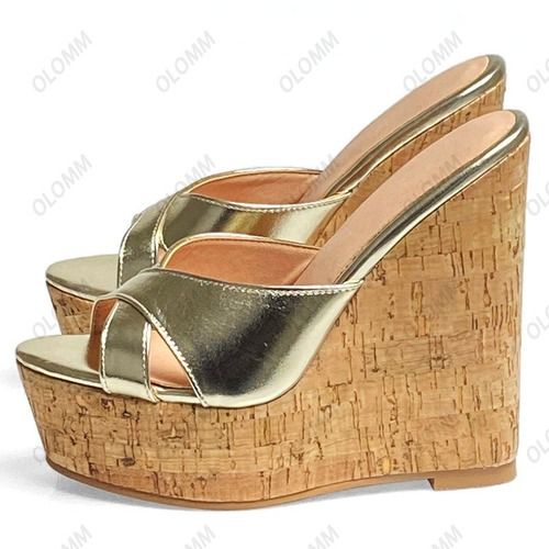 PANTOFOLA D’ORO Sandali donna estivi fatti a mano ciabatte zeppe tacco scarpe punta aperta US 5 20