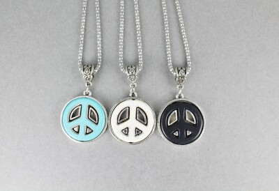cream Silver peace necklace silver chain 18-21