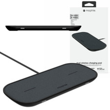 Image of MOPHIE 3 in 1 QI WIRELESS CHARGING PAD FABRIC 10W FAST CHARGE UK PLUG - 40990363