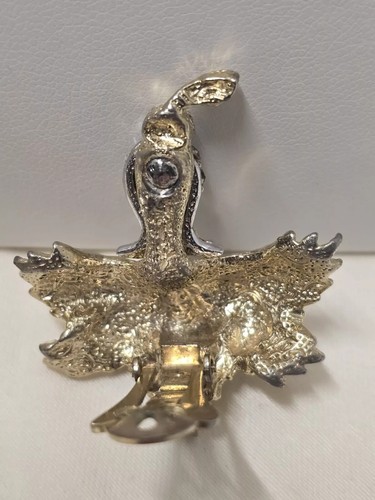 Very Rare Vintage Ledo God Tone with Clear Stones Leaf Earrings Circa 1960s#313 - Picture 6 of 7