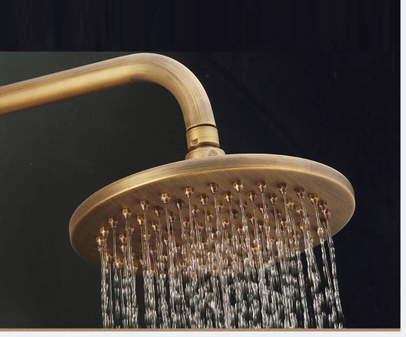 Traditional Antique Brass 8"Round Bathroom Rain Shower Head Replacement 