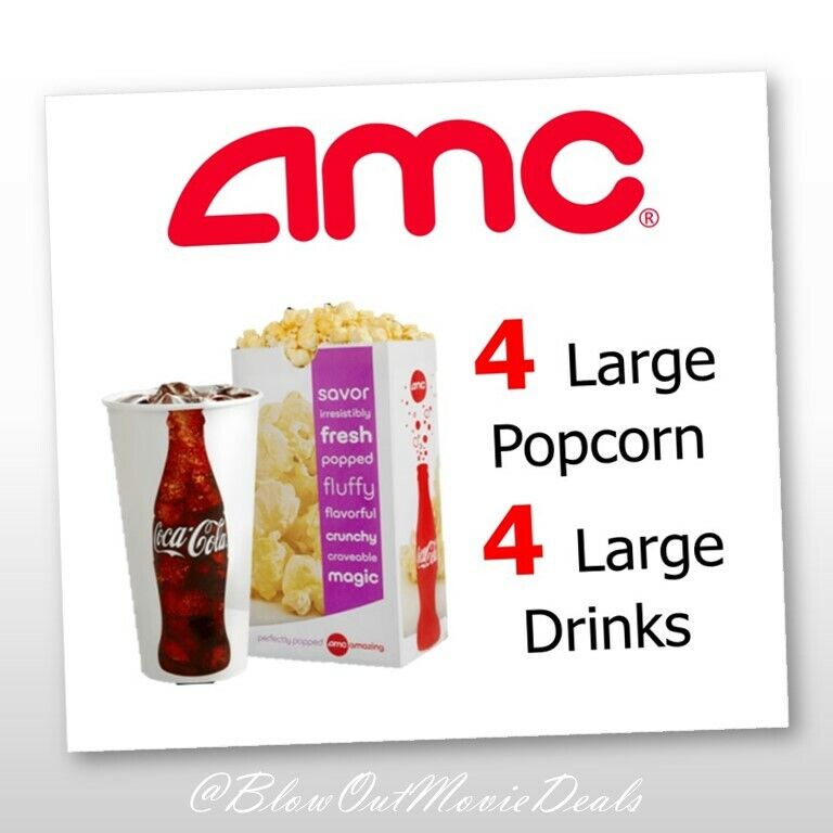 AMC Movie Theaters, 4 Large Popcorn & 4 Drinks/Sodas ⚡️GET-IT-NOW! in 15 MINS!⚡️