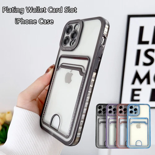 Wallet Card Slot Clear Silicone Phone Case For iPhone 15 14 13 12 11 Pro Max 8 7