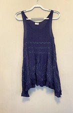 Intimately Free People Dress Blue Lace Polkadot Ruffles Lounge Nightie XS