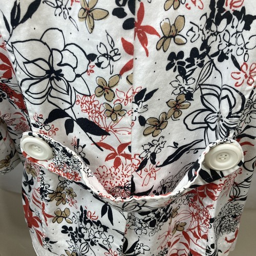 VTG Notations Jacket Sz P/XL Stretch Floral White Red Black 3/4 Sleeves - Picture 10 of 10