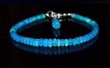 Natural Ethiopian Wello Fire Opal Gemstone Fire Beads 6.5"Bracelet UP0B