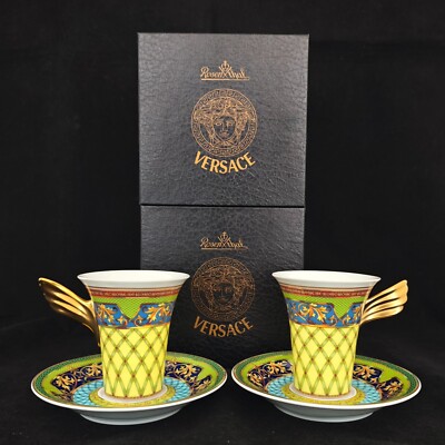 Rosenthal VersacヴェルサーチRussian Dream皿未使用品 Rosenthal Versace Russian Dream Set of 2 Coffee Cups & 2 Saucers