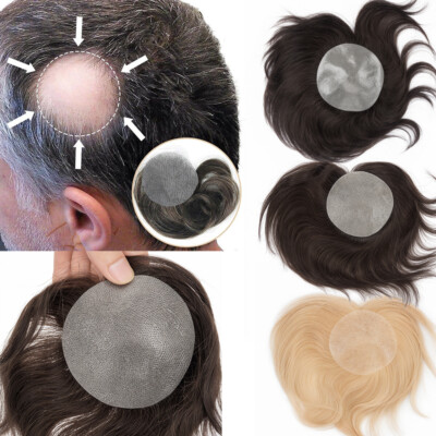 Full PU Bald Spot Remy Human Hair Cover-up Hair Patches Head Top Replacement 8*8
