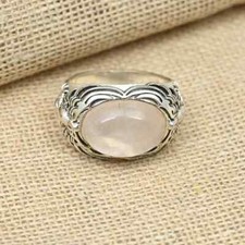 Genuine Pink Rose Quartz Ring Handcrafted Ring 925Sterling Silver Boho Ring Gift