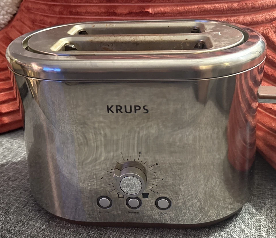 Tostadora Krups 2 rebanadas arte plateado acero inoxidable cepillado serie T11-A RARA Foto 3 de 4