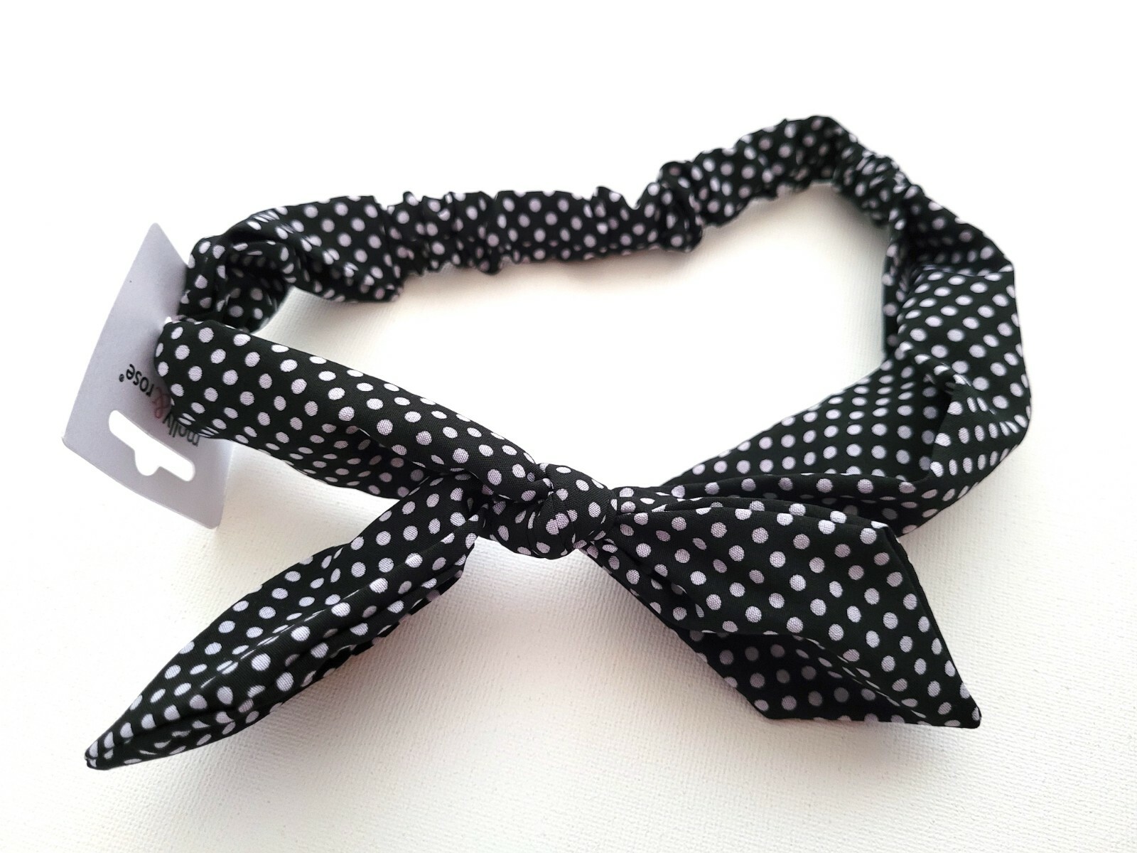 NEW Black Polka Dot Bow Fabric Spotted Headband Bandeaux Hair Fashion Women