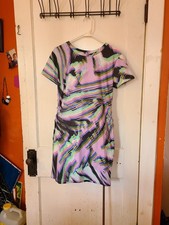 ASOS Design Abstract Swirl Mini Dress – Size 14 – Side Ring Detail – Multicolor