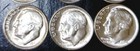 1954 pds BU+ / CH BU Roosevelt SILVER Dime FLASHY 3 Coin LOT from Orig Rolls  NR — photo 1