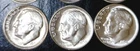 1954 pds BU/ CH BU Roosevelt SILVER Dime FLASHY 3 Coin LOT from Orig. Rolls  NR
