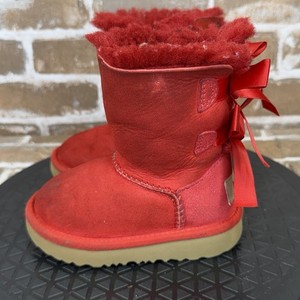 UGG AUSTRALIA BAILEY BOW II SAMBA RED SUEDE BOOTS Girls Toddler US SIZE 6
