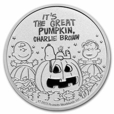 Peanuts® Great Pumpkin 55th Anniversary 1 oz Silver Round 90.49 per troy oz