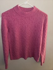 J Crew Crewcuts Pink Crewneck Cable Knit Sweater Girls Size XL Soft