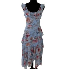 BCBGMAXAZRIA Women Floral Blue Tiered Sleeveless Dress Size 0 - NWT MSRP 298
