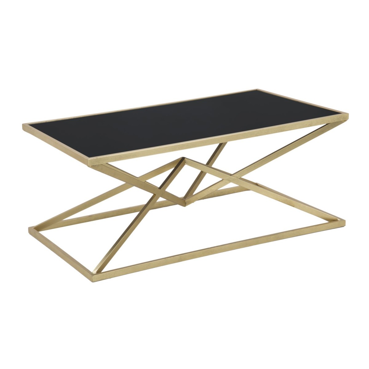 Table Basse Pyramid 110cm Noir et Or pour Salon Moderne