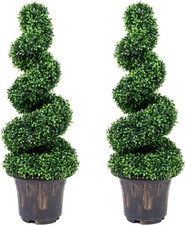3ft Artificial Boxwood Spiral Topiary Tree UV Resistant Faux  Fake Plant Green