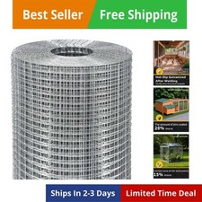 Hardware Cloth 1/2 Inch 48" x 100' 19 Gauge, Heavy-Duty Galvanized Chicken Wi...